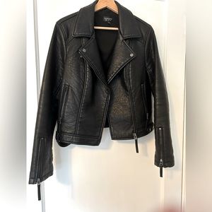 Topshop faux leather motorcycle jacket, size 8